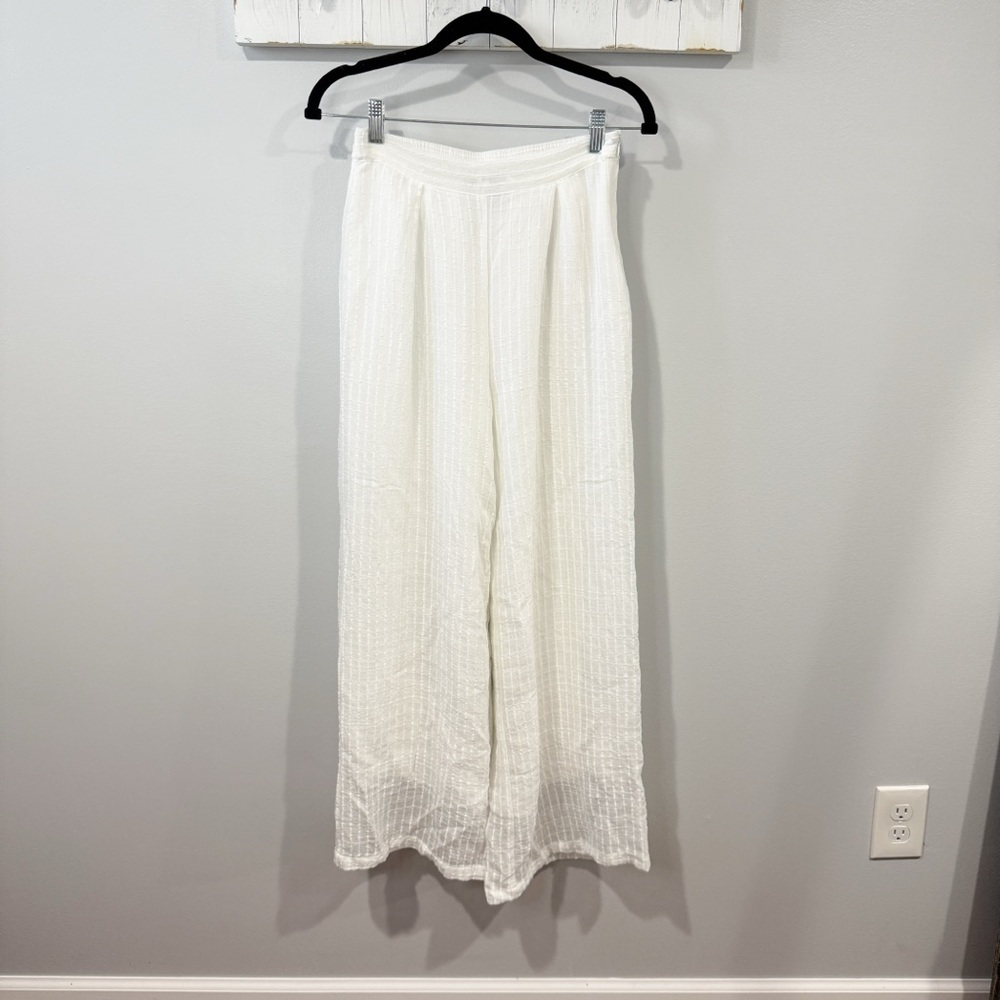 Lulu's Ivory Textured Wide Leg Pants